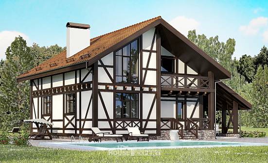 155-002-П Проект двухэтажного дома мансардой, гараж, бюджетный дом из арболита Азов | Проекты домов от House Expert