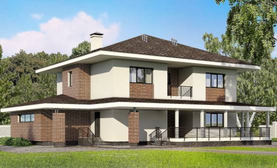 275-002-П Проект двухэтажного дома, гараж, большой коттедж из кирпича Батайск | Проекты домов от House Expert