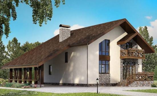 155-007-П Проект двухэтажного дома с мансардой и гаражом, недорогой загородный дом из газосиликатных блоков Азов | Проекты домов от House Expert