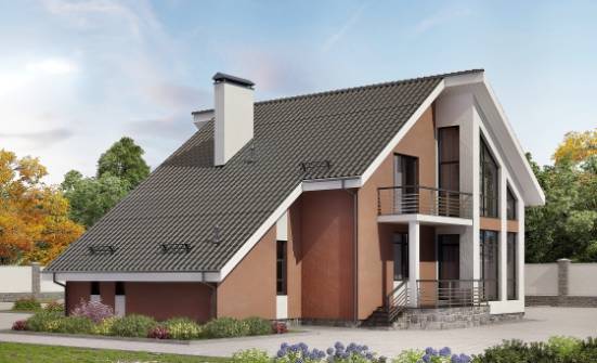 200-007-П Проект двухэтажного дома с мансардой и гаражом, красивый коттедж из твинблока Донецк | Проекты домов от House Expert