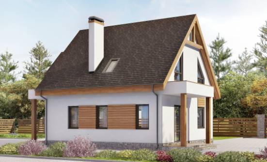 120-005-П Проект двухэтажного дома мансардой, гараж, бюджетный коттедж из бризолита Гуково | Проекты домов от House Expert