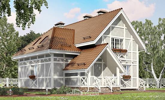 160-003-Л Проект двухэтажного дома мансардный этаж, недорогой домик из арболита Шахты | Проекты домов от House Expert