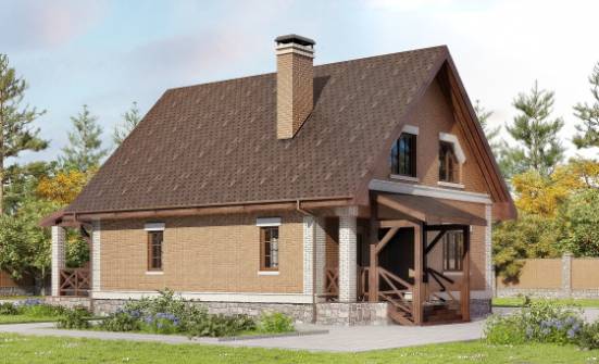 160-011-Л Проект двухэтажного дома с мансардой, скромный домик из газобетона Таганрог | Проекты домов от House Expert
