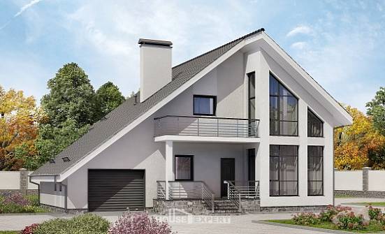 200-007-Л Проект двухэтажного дома с мансардой и гаражом, красивый дом из керамзитобетонных блоков Гуково | Проекты домов от House Expert