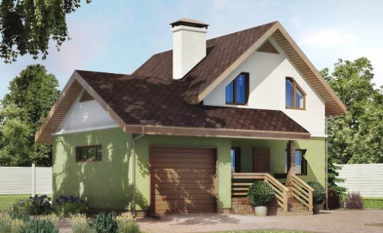 120-002-П Проект двухэтажного дома с мансардным этажом, гараж, небольшой коттедж из бризолита Азов | Проекты домов от House Expert