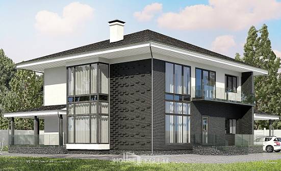 245-002-П Проект двухэтажного дома и гаражом, современный коттедж из газосиликатных блоков Новошахтинск | Проекты домов от House Expert