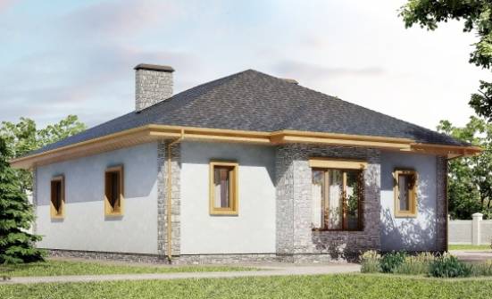 130-006-П Проект одноэтажного дома и гаражом, скромный домик из теплоблока Донецк | Проекты одноэтажных домов от House Expert