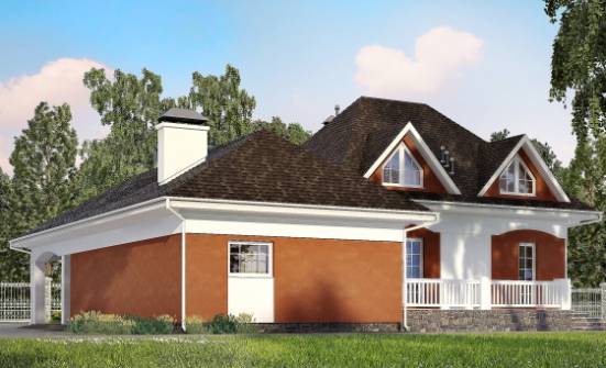 180-007-П Проект двухэтажного дома с мансардным этажом и гаражом, небольшой коттедж из теплоблока Волгодонск | Проекты домов от House Expert