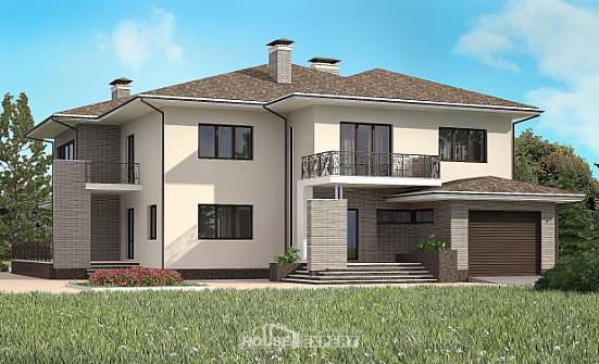 500-001-П Проект трехэтажного дома и гаражом, большой коттедж из кирпича Каменск-Шахтинский | Проекты домов от House Expert