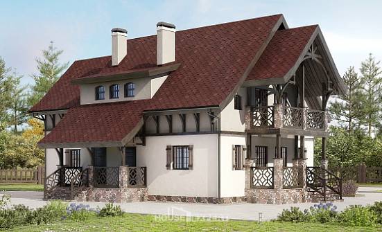 180-014-П Проект двухэтажного дома с мансардой, красивый коттедж из теплоблока Белая Калитва | Проекты домов от House Expert