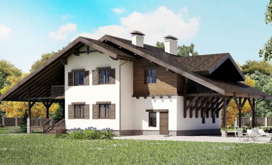 270-001-Л Проект двухэтажного дома с мансардой, гараж, просторный коттедж из кирпича Каменск-Шахтинский | Проекты домов от House Expert