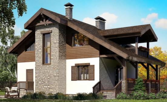 150-004-Л Проект двухэтажного дома мансардный этаж, небольшой домик из твинблока Гуково | Проекты домов от House Expert