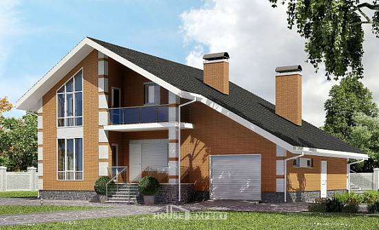 190-006-П Проект двухэтажного дома с мансардой, гараж, красивый загородный дом из теплоблока Новочеркасск | Проекты домов от House Expert