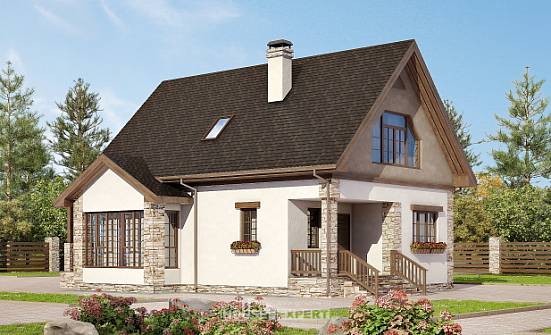 140-002-Л Проект двухэтажного дома с мансардой, скромный дом из бризолита Шахты | Проекты домов от House Expert