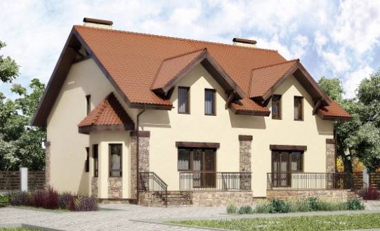240-001-П Проект двухэтажного дома с мансардой, классический загородный дом из пеноблока Таганрог | Проекты домов от House Expert