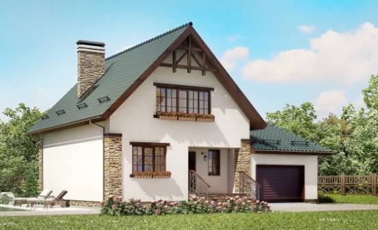 160-005-П Проект двухэтажного дома с мансардой, гараж, небольшой коттедж из газобетона Таганрог | Проекты домов от House Expert