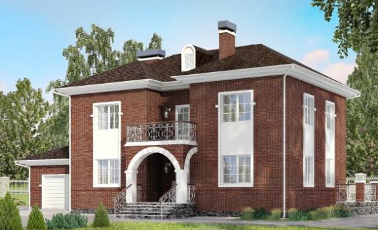 180-006-Л Проект двухэтажного дома и гаражом, современный домик из кирпича Новошахтинск | Проекты домов от House Expert