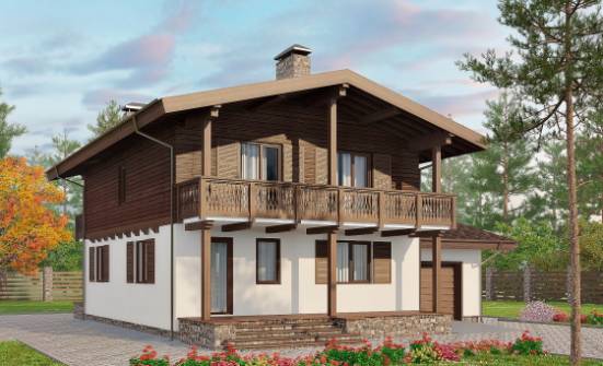 180-018-Л Проект двухэтажного дома с мансардой и гаражом, доступный дом из блока Азов | Проекты домов от House Expert