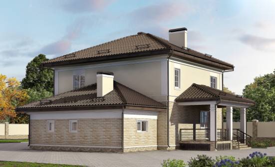 220-007-П Проект двухэтажного дома и гаражом, средний домик из кирпича Каменск-Шахтинский | Проекты домов от House Expert