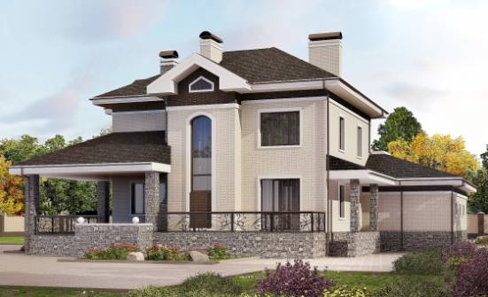 365-001-Л Проект трехэтажного дома и гаражом, огромный домик из кирпича Волгодонск | Проекты домов от House Expert