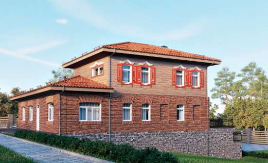 380-002-Л Проект трехэтажного дома и гаражом, классический домик из кирпича Новочеркасск | Проекты домов от House Expert