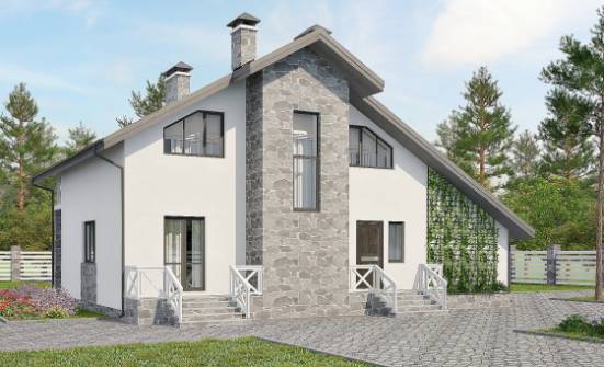 180-017-Л Проект двухэтажного дома мансардой, гараж, классический домик из газобетона Донецк | Проекты домов от House Expert