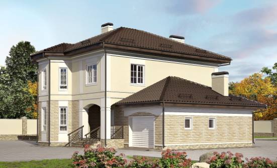 220-007-П Проект двухэтажного дома и гаражом, средний домик из кирпича Каменск-Шахтинский | Проекты домов от House Expert