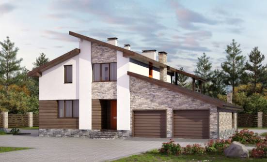 240-004-П Проект двухэтажного дома с мансардой и гаражом, классический домик из твинблока Белая Калитва | Проекты домов от House Expert