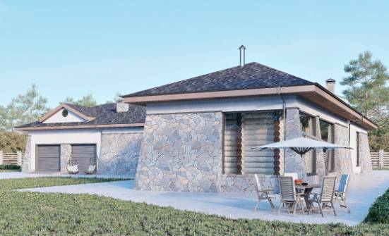 280-004-Л Проект одноэтажного дома и гаражом, классический коттедж из арболита Каменск-Шахтинский | Проекты одноэтажных домов от House Expert