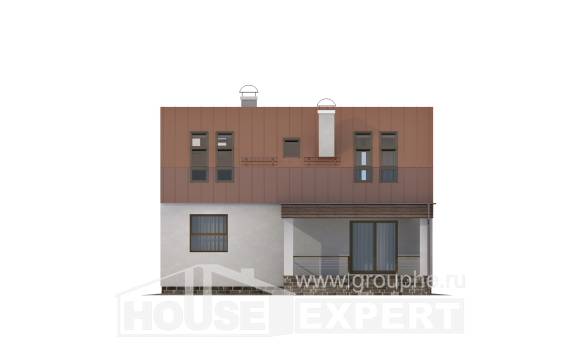 120-004-Л Проект двухэтажного дома мансардой, бюджетный загородный дом из блока, Сальск