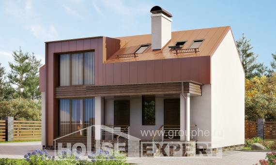 120-004-Л Проект двухэтажного дома с мансардой, классический домик из арболита, Каменск-Шахтинский