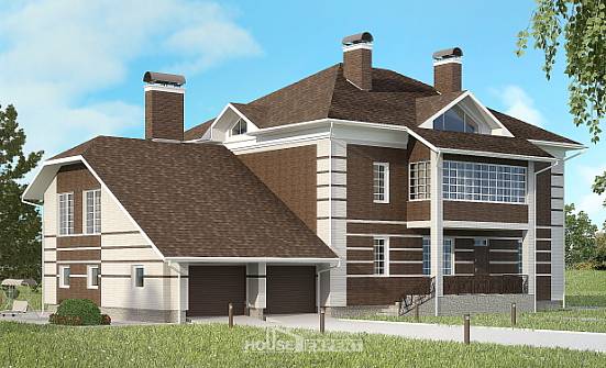 505-002-Л Проект трехэтажного дома и гаражом, классический дом из кирпича, Цимлянск