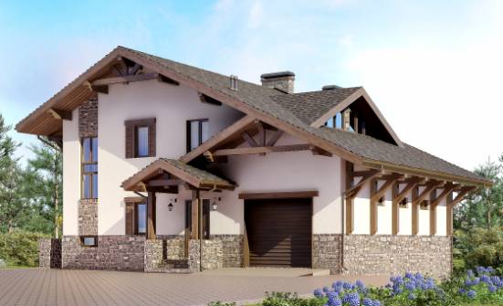 305-002-Л Проект трехэтажного дома мансардой, классический коттедж из кирпича, Таганрог