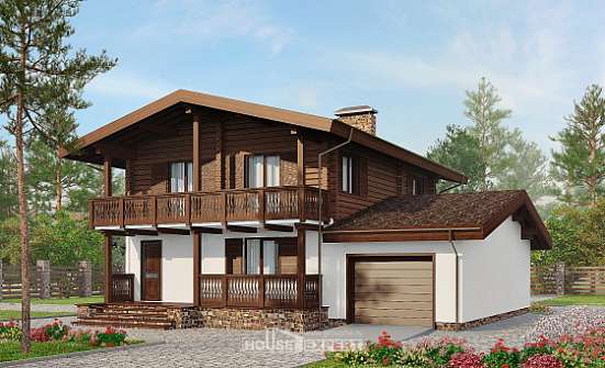 200-011-П Проект двухэтажного дома с мансардой, классический загородный дом из газобетона, Цимлянск