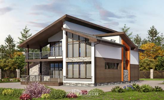 200-010-П Проект двухэтажного дома с мансардой, гараж, классический загородный дом из бризолита, Таганрог