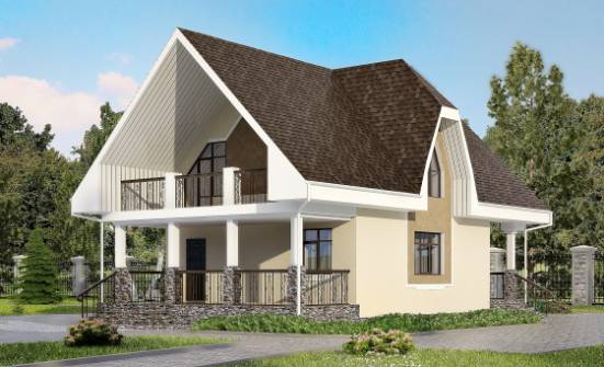 125-001-Л Проект двухэтажного дома с мансардным этажом, бюджетный загородный дом из пеноблока, Новошахтинск