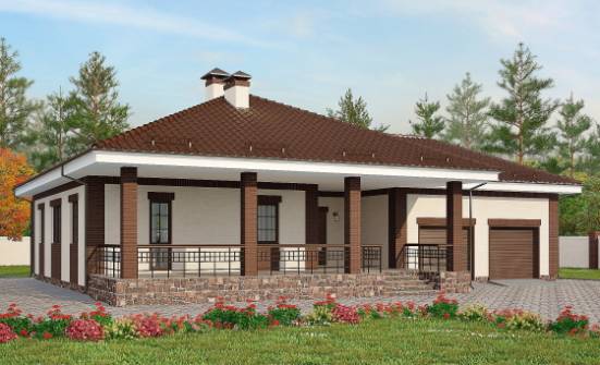 160-015-П Проект одноэтажного дома, гараж, бюджетный загородный дом из керамзитобетонных блоков, Донецк