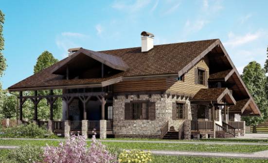 320-002-П Проект двухэтажного дома с мансардой, большой домик из кирпича, Шахты