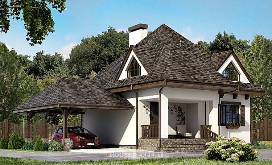 110-002-Л Проект двухэтажного дома с мансардным этажом и гаражом, компактный коттедж из арболита Гуково | Проекты домов от House Expert