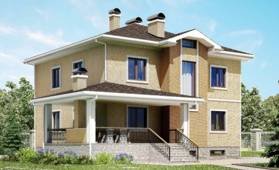 350-002-Л Проект трехэтажного дома и гаражом, огромный дом из кирпича, Таганрог