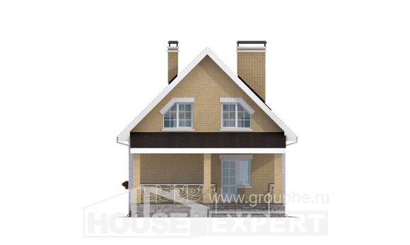 130-004-П Проект двухэтажного дома мансардный этаж, скромный домик из бризолита, Белая Калитва