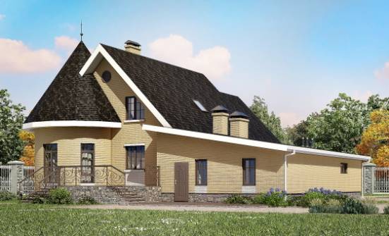 250-001-Л Проект двухэтажного дома мансардой и гаражом, уютный коттедж из арболита, Сальск