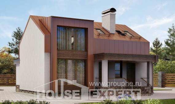 120-004-Л Проект двухэтажного дома с мансардным этажом, компактный загородный дом из твинблока, Волгодонск