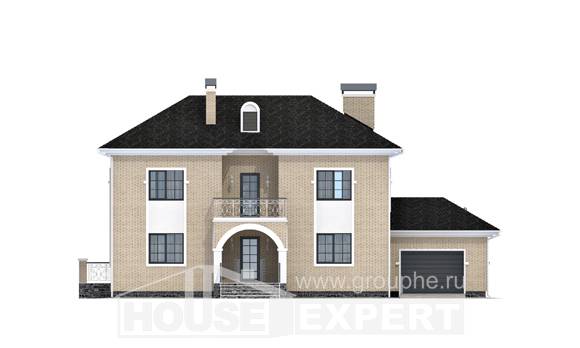 180-006-П Проект двухэтажного дома и гаражом, современный загородный дом из кирпича, Аксай