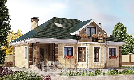 150-013-Л Проект двухэтажного дома с мансардным этажом, экономичный коттедж из кирпича, Таганрог