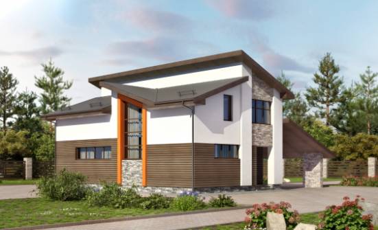 200-010-П Проект двухэтажного дома с мансардой, гараж, классический загородный дом из бризолита, Таганрог